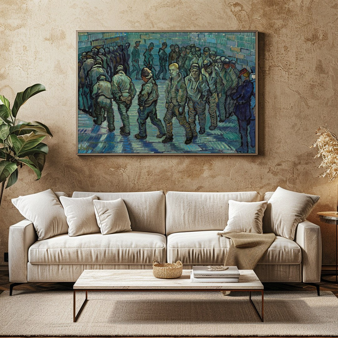 Step into the world of Van Gogh with this evocative piece, 'Prisoners in a Courtyard'. The artwork for Family Room