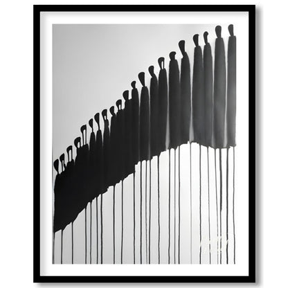 """Procession"" presents a striking abstract composition featuring a line of silhouetted figures re… for sweet home