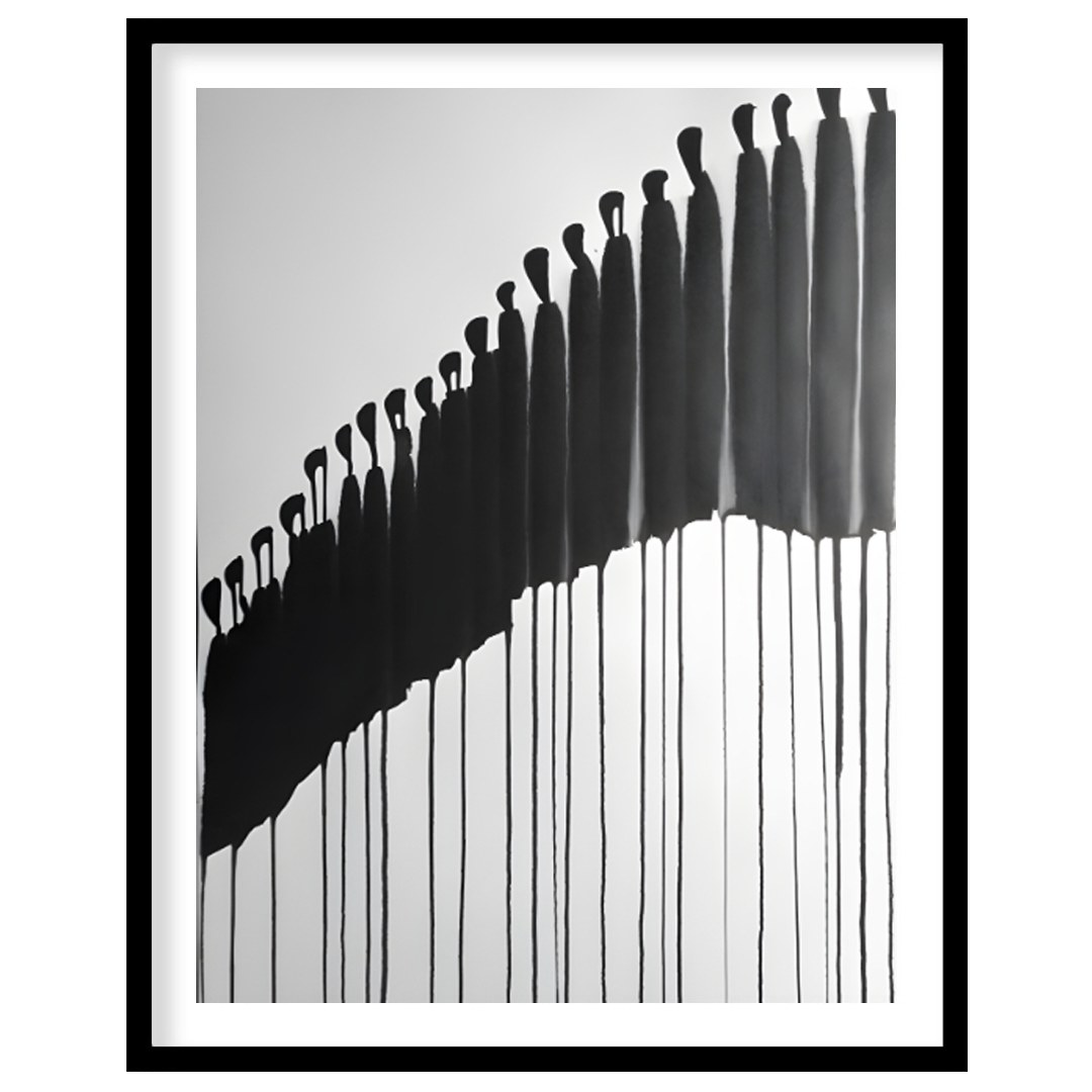 """Procession"" presents a striking abstract composition featuring a line of silhouetted figures re… for sweet home