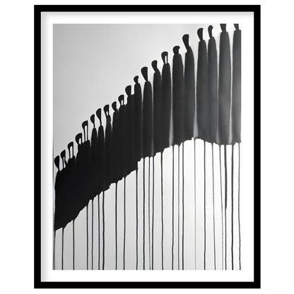 """Procession"" presents a striking abstract composition featuring a line of silhouetted figures re… for sweet home