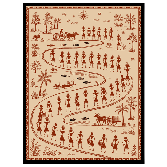 Immerse yourself in the vibrant tapestry of village life with this exquisite Warli Art print. for nook