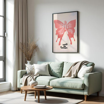 This captivating and edgy art print presents a striking silhouette of a powerful figure, dramatical… for living room