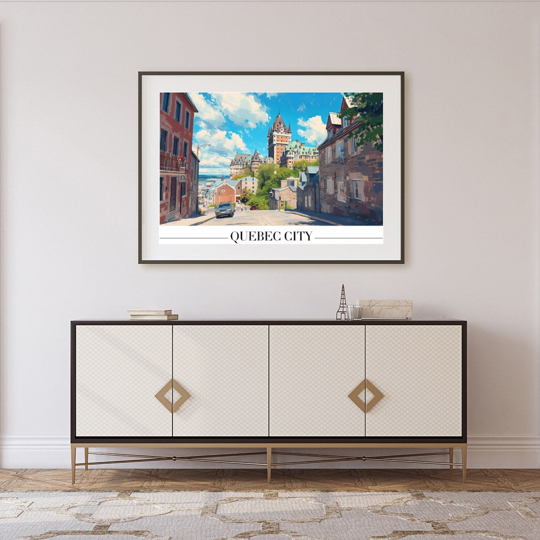 Capture the charm of Quebec City with this stunning depiction of its iconic architecture. The for Foyer