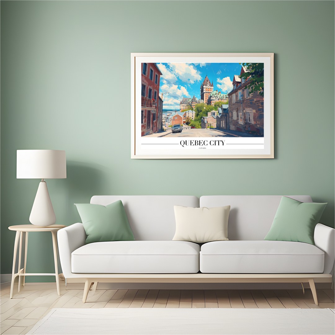 Capture the charm of Quebec City with this stunning depiction of its iconic architecture. The for Hall