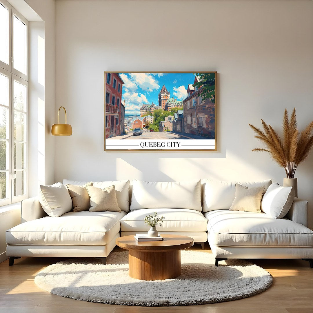 Capture the charm of Quebec City with this stunning depiction of its iconic architecture. The for Living Room