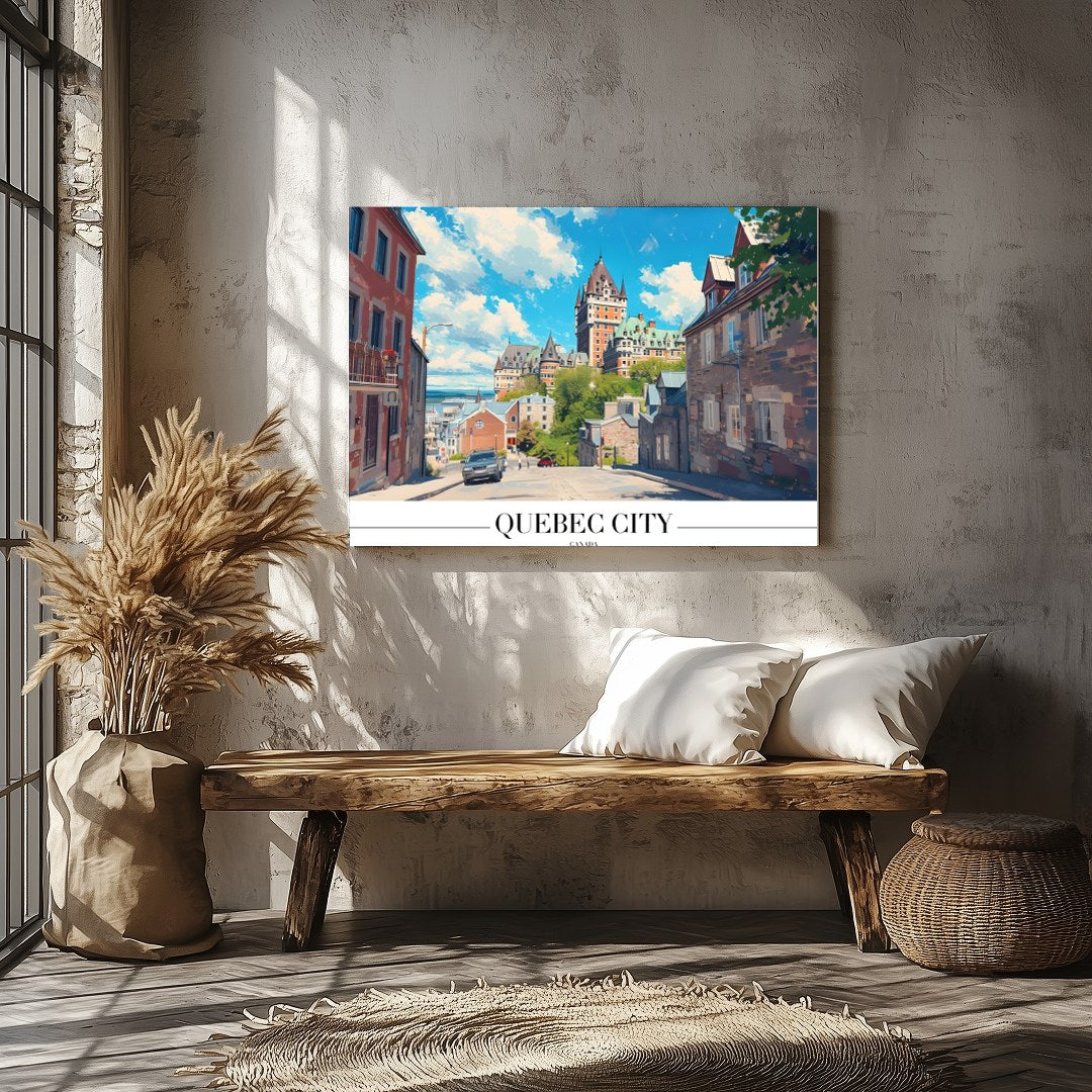 Capture the charm of Quebec City with this stunning depiction of its iconic architecture. The for Veranda