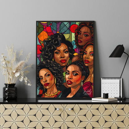 Queens of Color Painting available online at Paint Road for only Queens of Color showing bold graphic style bold lines and color