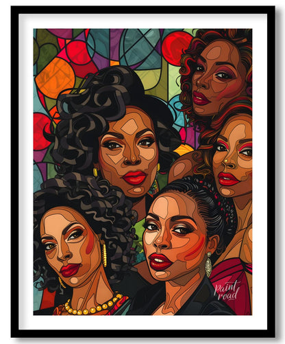 Queens of Color Painting available online at Paint Road for only Queens of Color showing bold graphic style bold lines and color