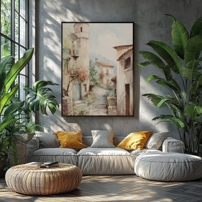 Immerse yourself in the serene charm of a rustic Tuscan village with this exquisite artwork. The for Balcony