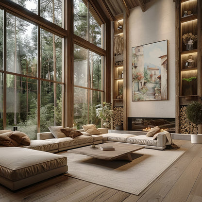 Immerse yourself in the serene charm of a rustic Tuscan village with this exquisite artwork. The for Living Room