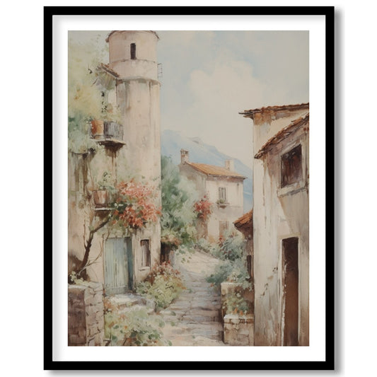 Immerse yourself in the serene charm of a rustic Tuscan village with this exquisite artwork. The for loft