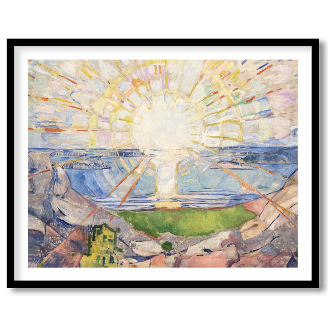 This stunning artwork captures the essence of natural beauty with a radiant sun casting its light for house