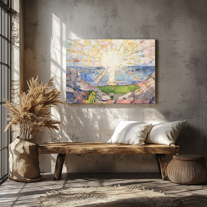 This stunning artwork captures the essence of natural beauty with a radiant sun casting its light for Veranda