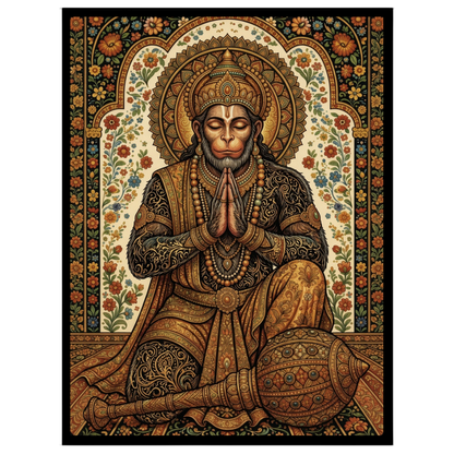 Experience the divine presence of Lord Hanuman in this exquisite Tanjore art print. Meticulously for room