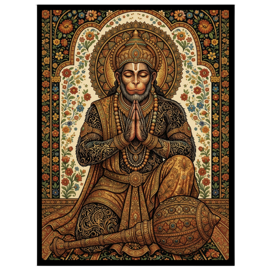 Experience the divine presence of Lord Hanuman in this exquisite Tanjore art print. Meticulously for room