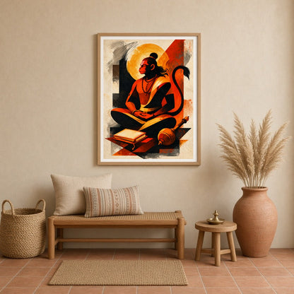 Immerse yourself in the divine presence of Lord Hanuman depicted in serene meditation, symbolizing for Entrance