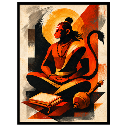 Immerse yourself in the divine presence of Lord Hanuman depicted in serene meditation, symbolizing for interior