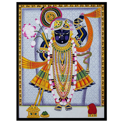 Immerse yourself in the vibrant world of Pichwai art with this stunning depiction of Lord for office