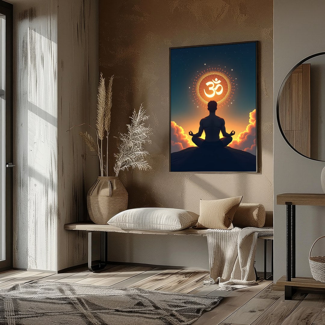 Immerse yourself in tranquility with this breathtaking artwork depicting a solitary figure in for abode