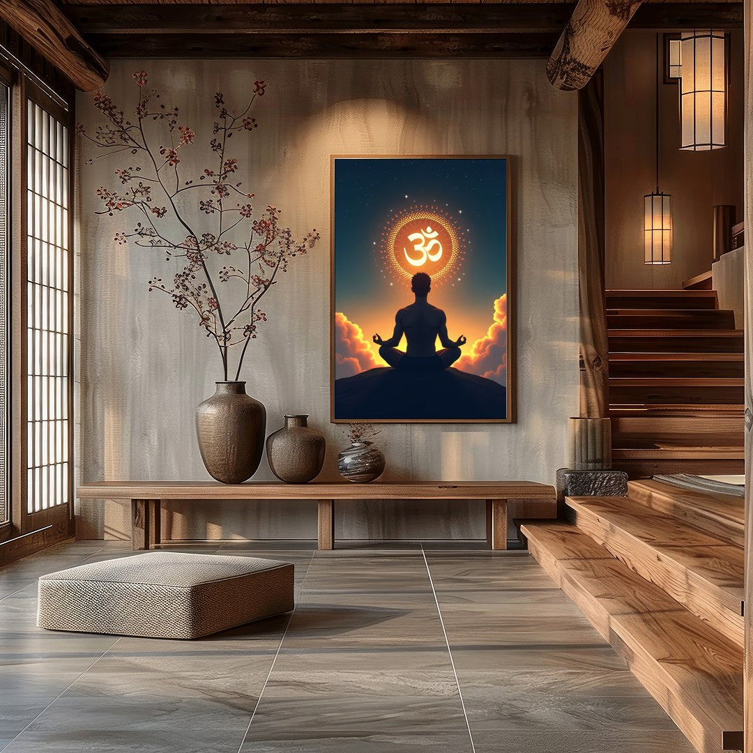 Immerse yourself in tranquility with this breathtaking artwork depicting a solitary figure in for Hall