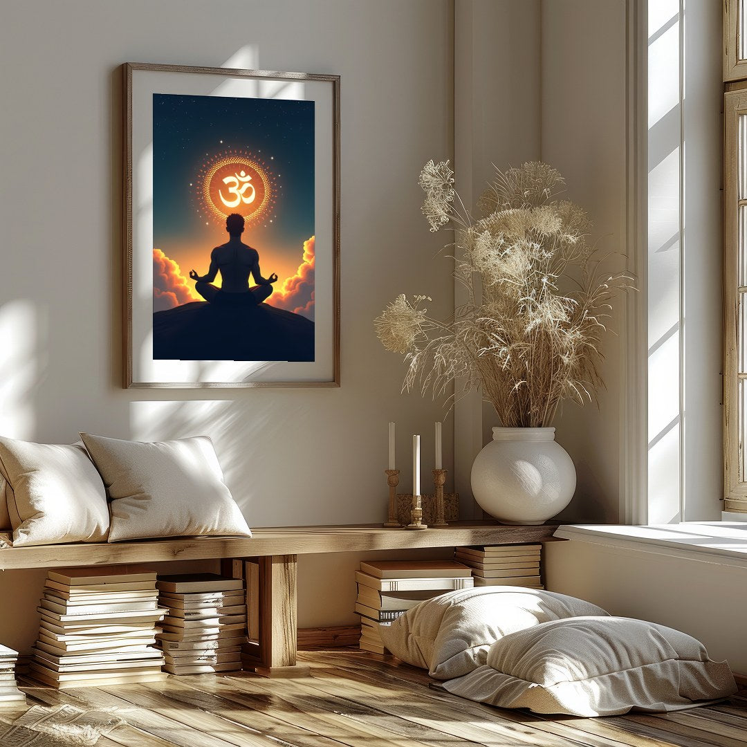 Immerse yourself in tranquility with this breathtaking artwork depicting a solitary figure in for space