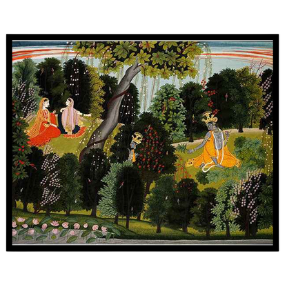 Capture the timeless devotion of Radha and Krishna in this exquisite Pichwai art. Set in a serene for decor