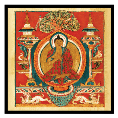 Immerse yourself in the spiritual vibrance of Sakyamuni Buddha depicted in exquisite Thangka art. for dwelling