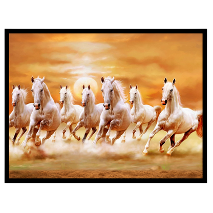 Embrace the spirited energy and harmonious balance of the 'Radiant Seven Stallions' art piece. This for space