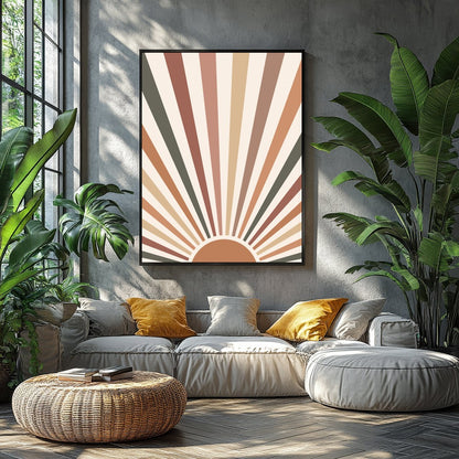 Add a touch of vintage charm to your space with this radiant sunburst wall art. Featuring earthy for Balcony
