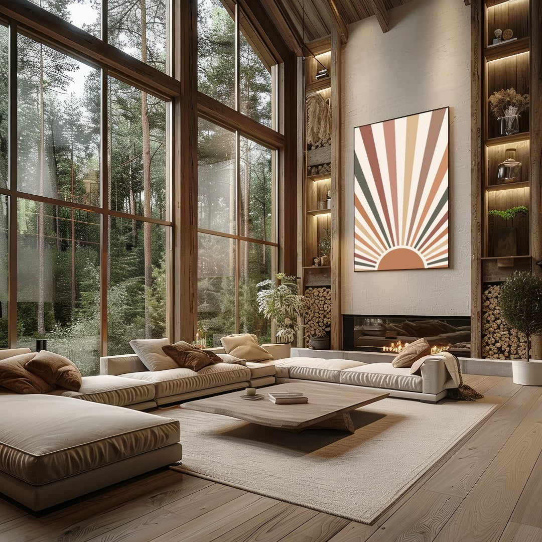 Add a touch of vintage charm to your space with this radiant sunburst wall art. Featuring earthy for Living Room