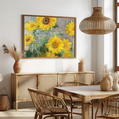 Illuminate your space with the vibrant energy of this 'Radiant Sunflower Symphony'. The artwork for Dining