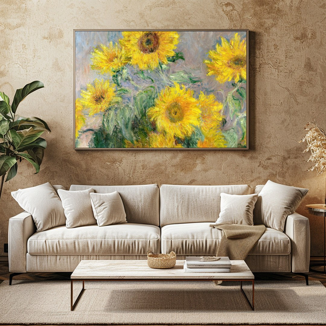 Illuminate your space with the vibrant energy of this 'Radiant Sunflower Symphony'. The artwork for Family Room