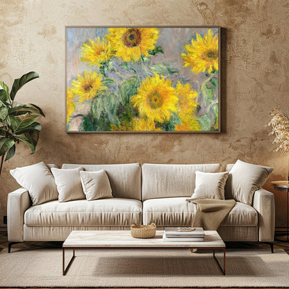 Illuminate your space with the vibrant energy of this 'Radiant Sunflower Symphony'. The artwork for Family Room