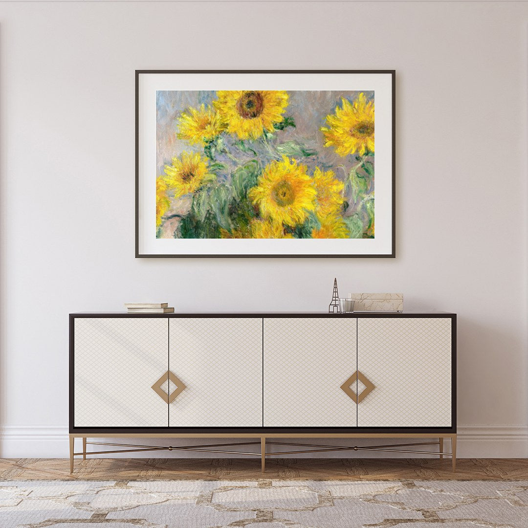Illuminate your space with the vibrant energy of this 'Radiant Sunflower Symphony'. The artwork for Foyer