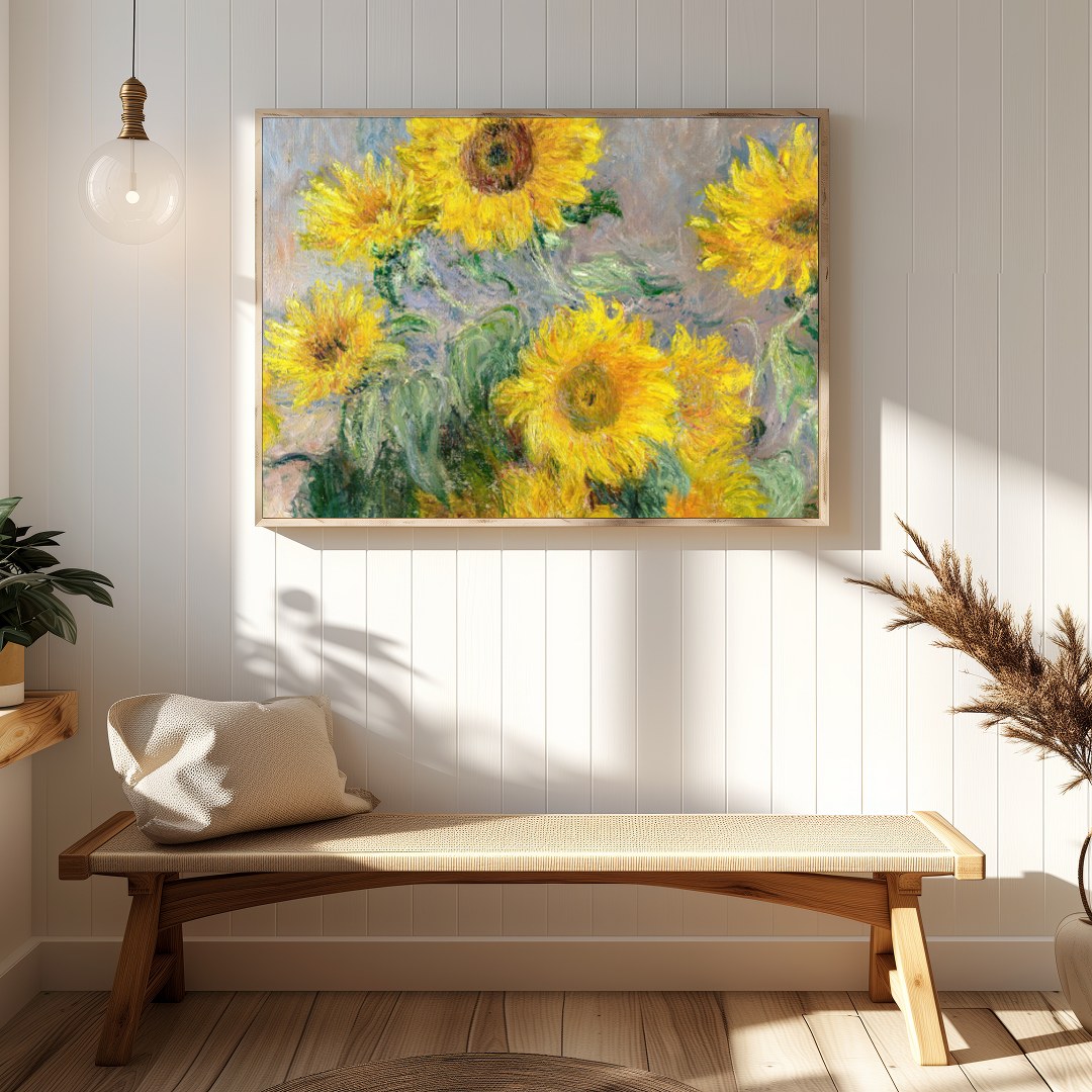 Illuminate your space with the vibrant energy of this 'Radiant Sunflower Symphony'. The artwork for Hallway
