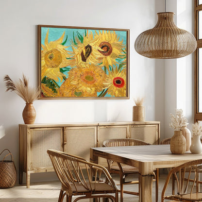 Capture the essence of summer with this vibrant depiction of sunflowers in full bloom. The for Dining