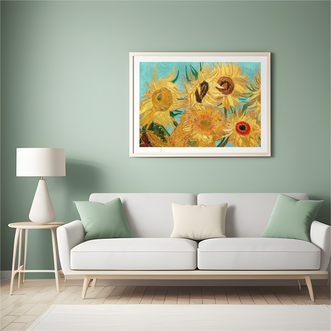 Capture the essence of summer with this vibrant depiction of sunflowers in full bloom. The for Hall