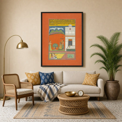 Experience the mesmerizing allure of Ragamala art with this enchanting scene featuring a graceful for Living Room