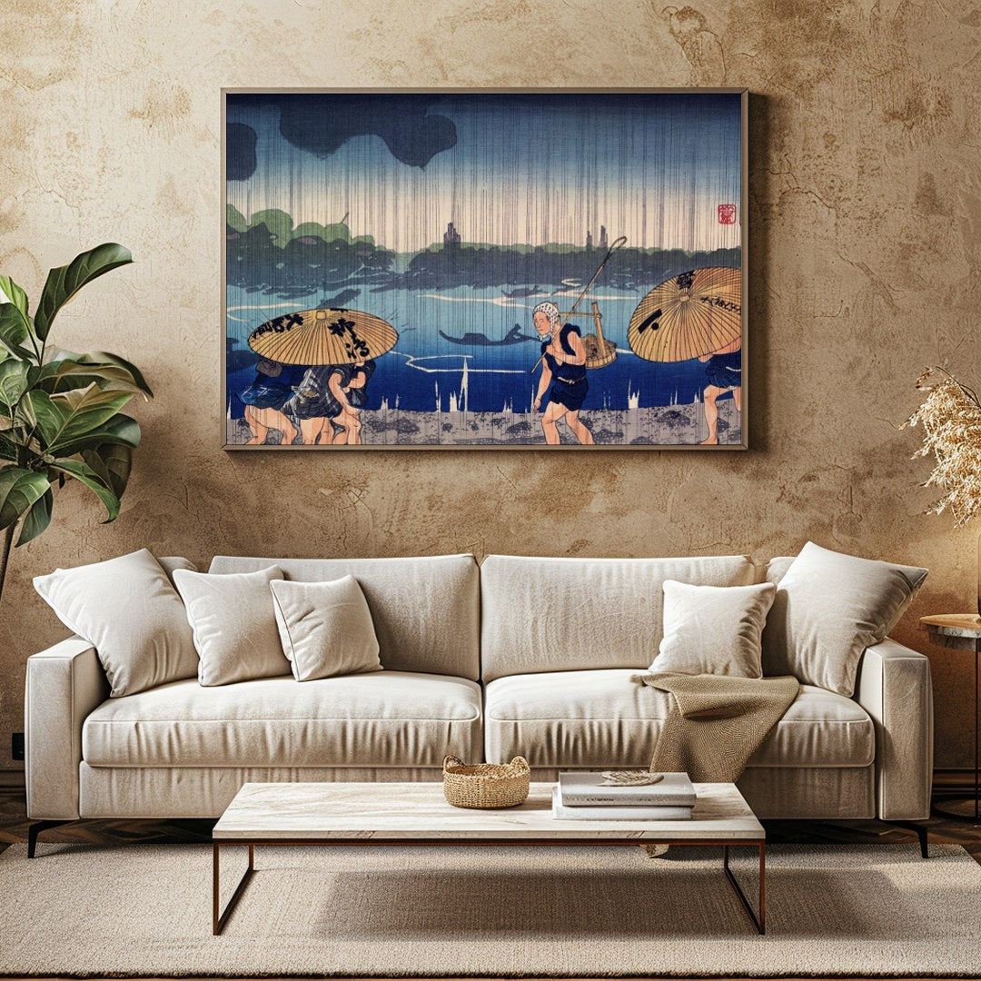 Immerse yourself in the serene beauty of 'Rainy River Stroll,' a captivating piece that captures for Family Room