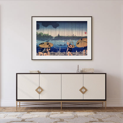 Immerse yourself in the serene beauty of 'Rainy River Stroll,' a captivating piece that captures for Foyer