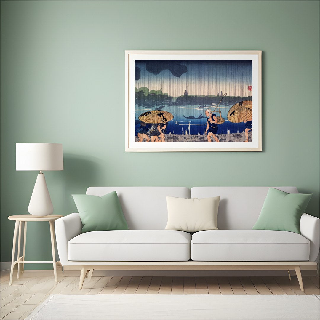 Immerse yourself in the serene beauty of 'Rainy River Stroll,' a captivating piece that captures for Hall