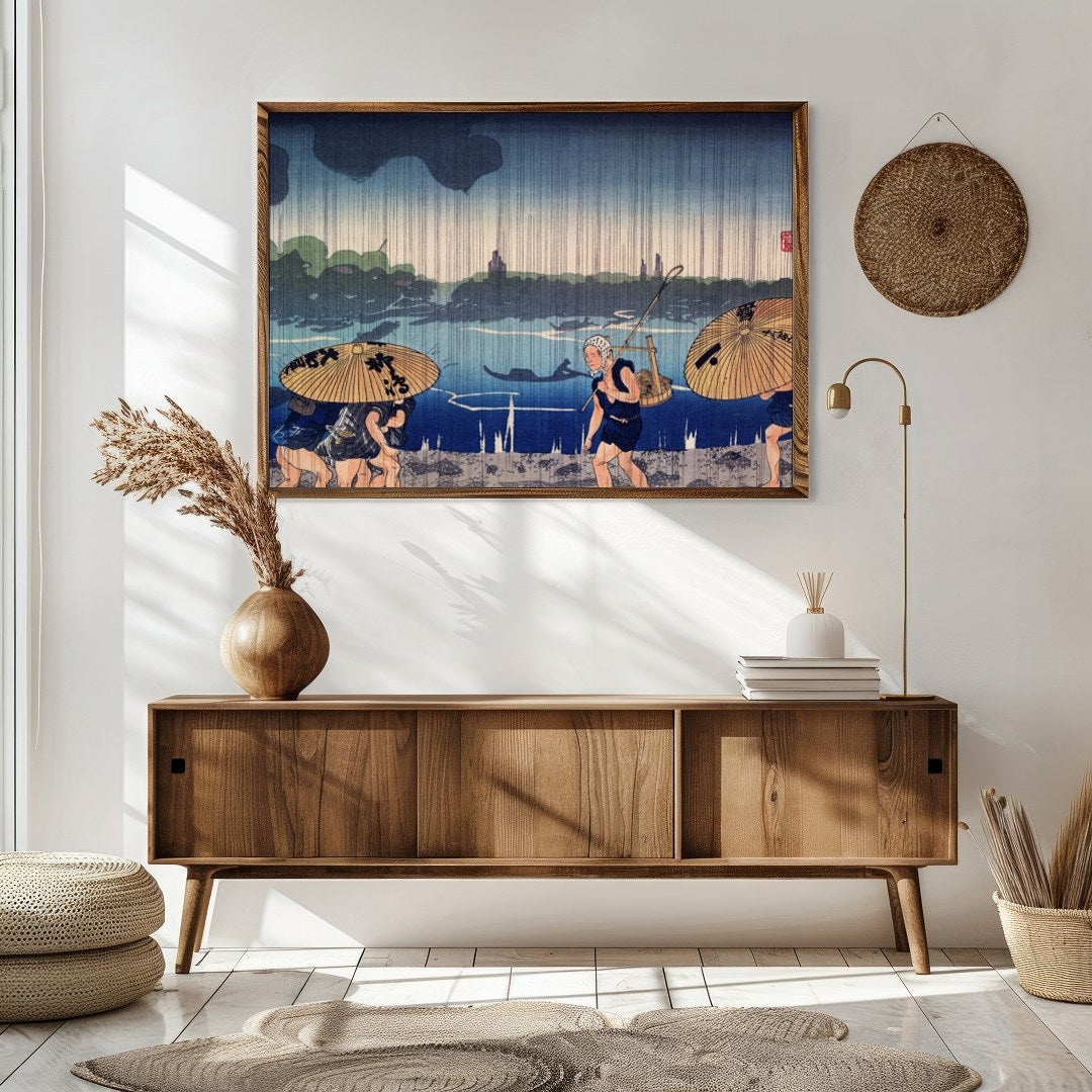 Immerse yourself in the serene beauty of 'Rainy River Stroll,' a captivating piece that captures for Sitting Area