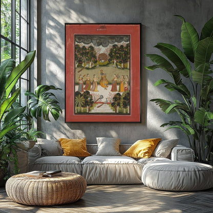 Immerse yourself in the vibrant culture of Rajasthan with this exquisite artwork depicting a for Balcony