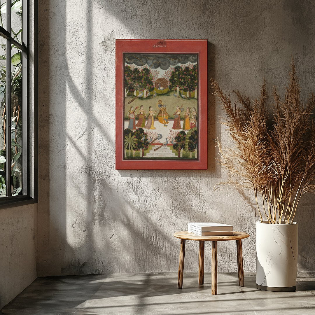 Immerse yourself in the vibrant culture of Rajasthan with this exquisite artwork depicting a for Entrance