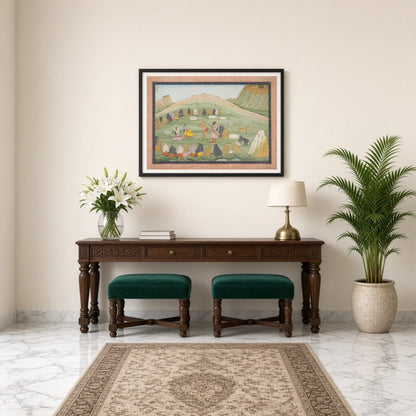 Immerse yourself in the epic tales of Ramayana with this stunning Indian miniature artwork. for Entrance