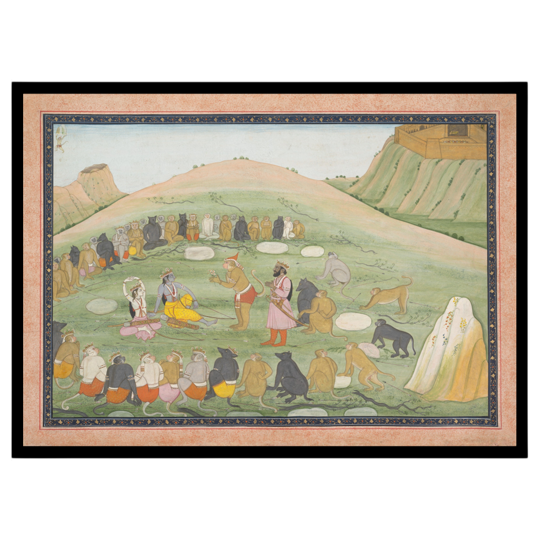 Immerse yourself in the epic tales of Ramayana with this stunning Indian miniature artwork. for living-space