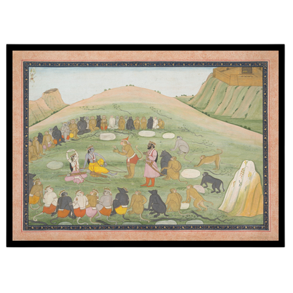 Immerse yourself in the epic tales of Ramayana with this stunning Indian miniature artwork. for living-space