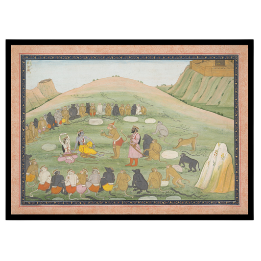Immerse yourself in the epic tales of Ramayana with this stunning Indian miniature artwork. for living-space