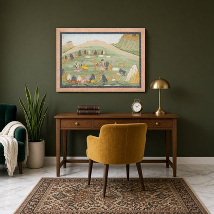 Immerse yourself in the epic tales of Ramayana with this stunning Indian miniature artwork. for Study