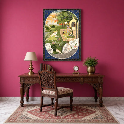 Experience the enchanting allure of this Indian Miniature artwork depicting Rama, Sita, and for Study